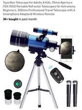 ToyerBee Telescope for Adults  Kids, 70mm Aperture 15X-150X Portable...