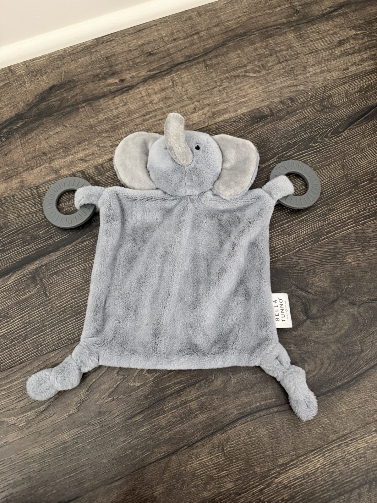 Bella Tunno Elephant Lovey Plush Baby Toy Gray Unisex with Rings