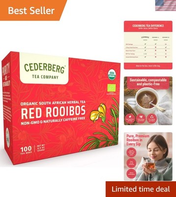 Red Rooibos Tea 100 Teabags USDA Organic - Naturally Caffeine Free -