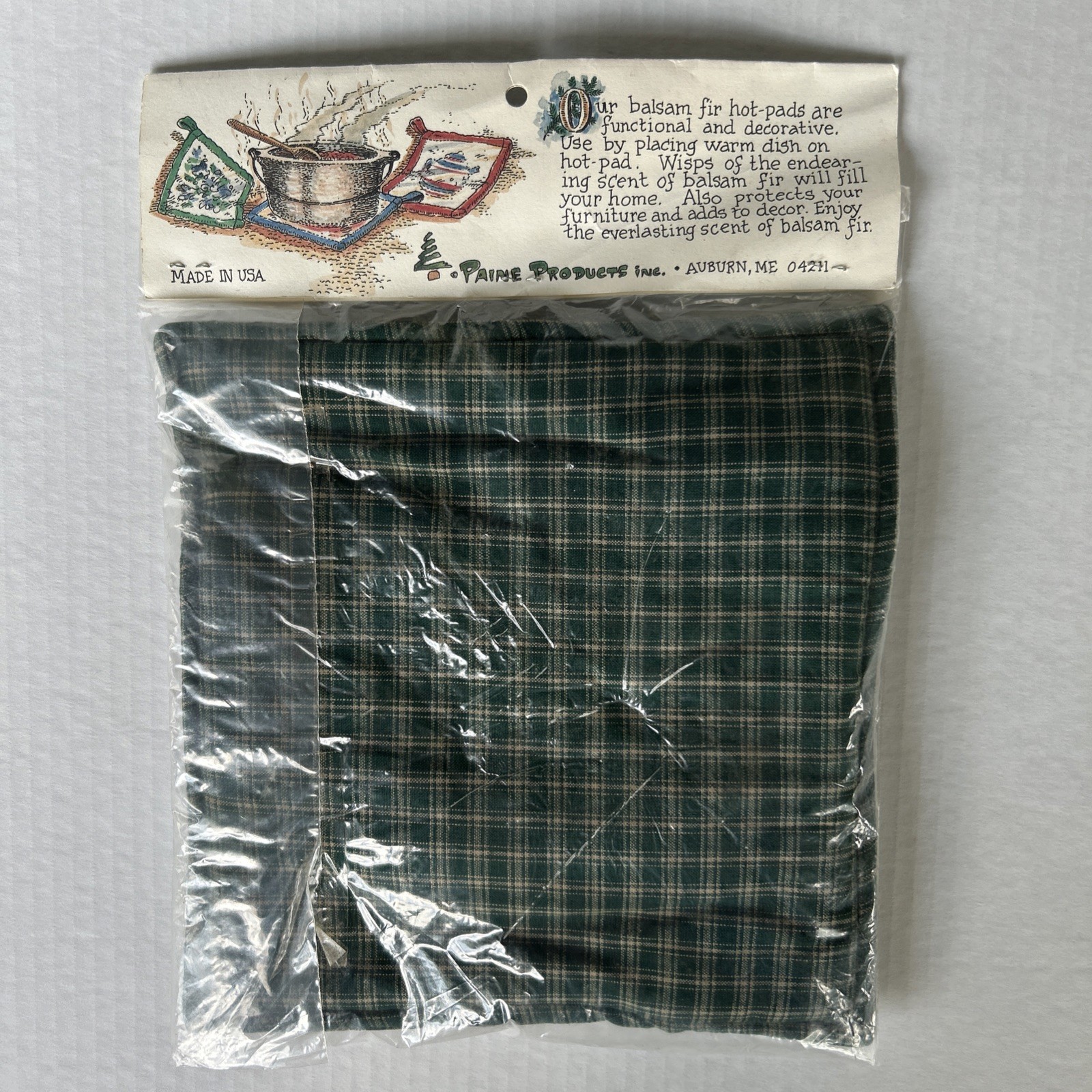 Vintage Balsam Fir Hot Pad, Paine Products inc. Made in USA Discontinued Print