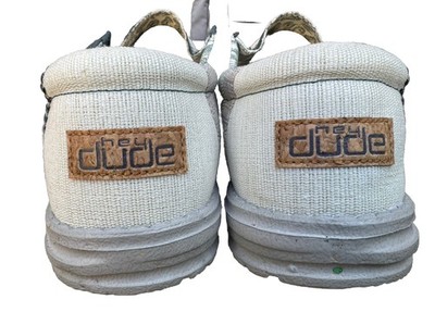 Hey Dude Wally Linen Mens Size 10 Natural Teal Slip On Lightweight Casual Shoes Hey Dude Mens Teal Wally Sport Casual main image 4