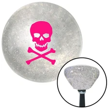 Pink Skull and Bones Clear Retro Metal Flake Shift Knob w/ M16x1.5 Insert Auto