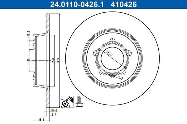 2X ATE Bremsscheibe Hinten FüR Audi A1 Sportback 8XA 8XF 8X1 8XK-image