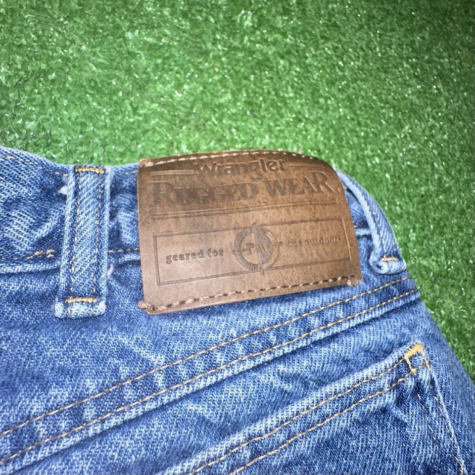 Wrangler Rugged Wear 牛仔裤抓绒衬里男式 34 X 32 红色绗缝衬里美国复古 — 第 4/4 张图片