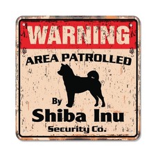 Shiba Inu Sign Area Patrolled by pet Signs Gift Animal Kennel Boarder Gift Rigid
