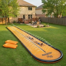 32ft Slip Water and Slide for Kids Adults, Extra Long Backyard Water Slide wi...