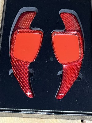 2x Car Steering Wheel Shift Paddle For Audi A3 A4 A4L A5 A8 S5 Carbon Fiber Red