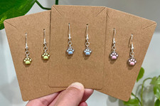 18k Gold Plated Cat Dog Paw Print Animal Pet Cartoon Cute Fun Handmade Earrings