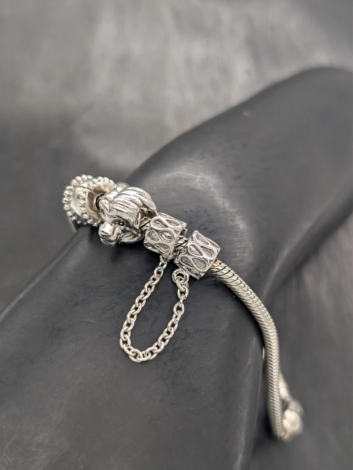 Pandora Armband 925 Sterling Silber 21cm 3xcharms Kette 24,40Gr. #709 - Bild 2 von 4