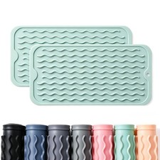 2 Pack Silicone Dish Drying Mat for Kitchen Counter Under Bathroom Sink Near ...