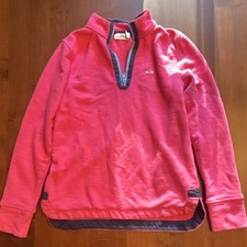 Vineyard Vines Girls Pink 1/4 Zip Sweatshirt L 14 Solid Logo Accent
