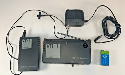 Samson VR-1 Receiver + VT-1 Beltpack Wireless System w/ AC Adapter + 9 volt