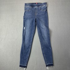 Spanx Pull ON Jegging Women Jeans Blue Size Petite S Small Stretch Ripped Denim