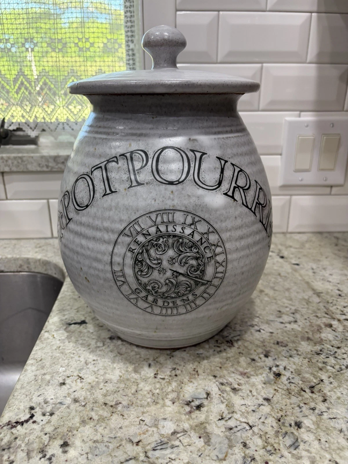 Large Gray Lidded Hand Made Stoneware Pottery Jar Renissance Gardens Potpourri
Opens in a new window