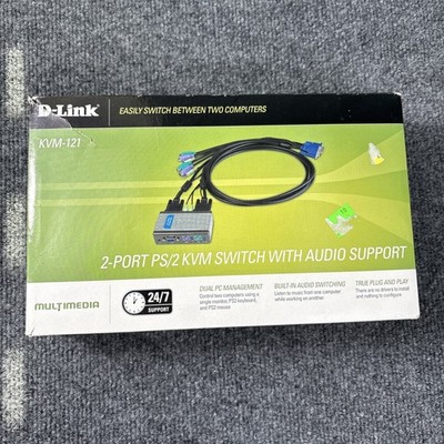SEALED NEW D-Link (KVM-121) 2-Port PS/2 KVM Switch with Audio Support