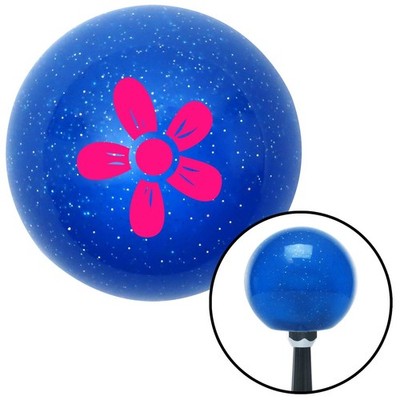 Pink Hawaiian Flower #2 Blue Metal Flake Shift Knob w/ M16x1.5 Insert Shifter