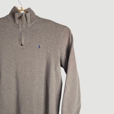 Polo Ralph Lauren Mens Quarter Zip Sweater Pullover Beige Cotton XL