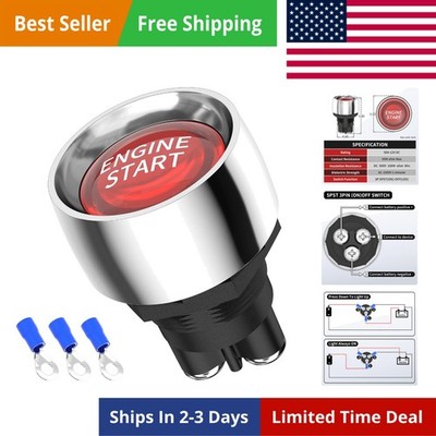 12VDC 50A Engine Start Ignition Switch 3 Pin SPST Push Button Starter Switch ...