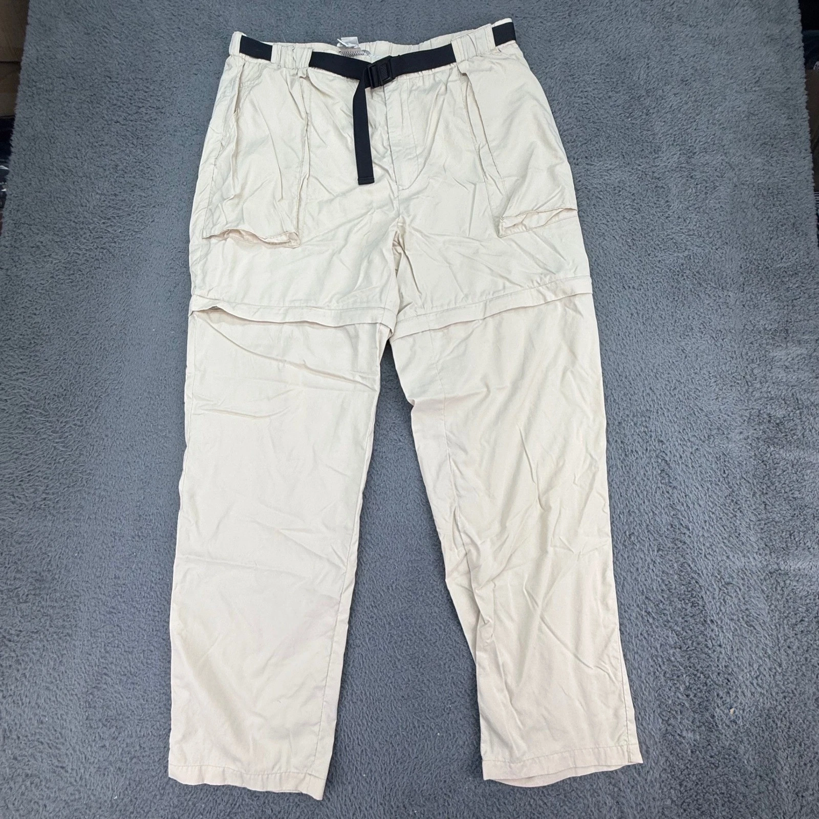 L.L. Bean Convertible Cargo Pants Mens Large Beige Zip Off Hiking Outdoor