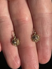 18ct Gold French Victorian Natural Pearl Exceptional Drop Earrings 0.5 Grams