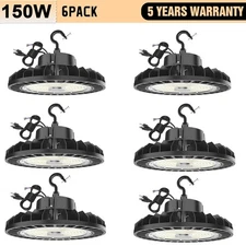 6 PACK 150W UFO Led High Bay Light Industrial Warehouse Shop Lighting Dimmable