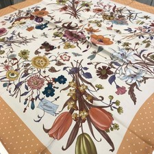 Gucci Silk Scarf Floral Insect Star Orange 86cm