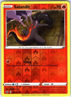 Salandit 027/202 Common Reverse Holo SWSH01: Sword & Shield Base Set Pokemon NM - Image 1 of 3