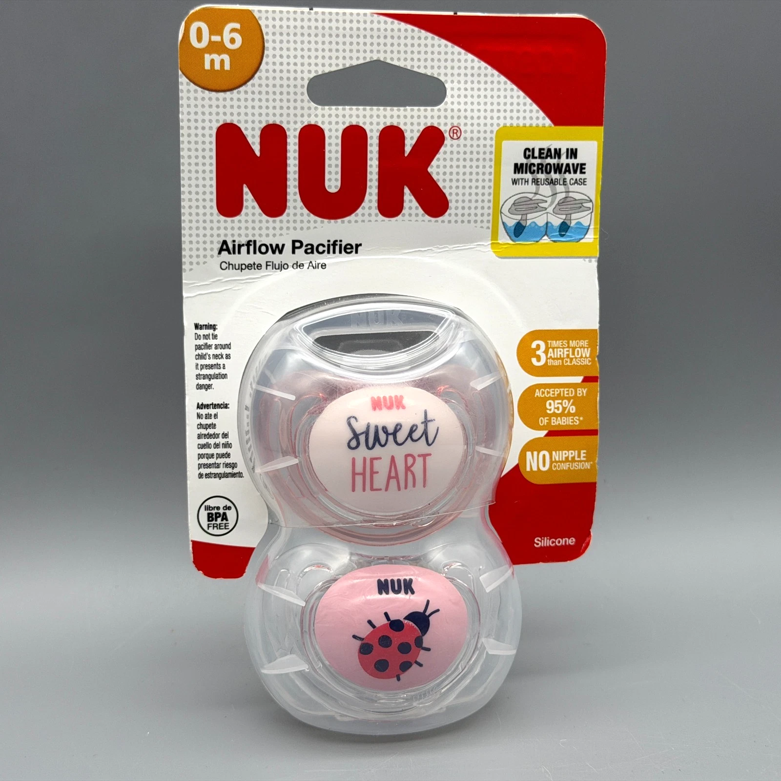 Nuk airflow pacifier 0-6 months, No nipple confusion, Lady bug Pink
Opens in a new window or tab