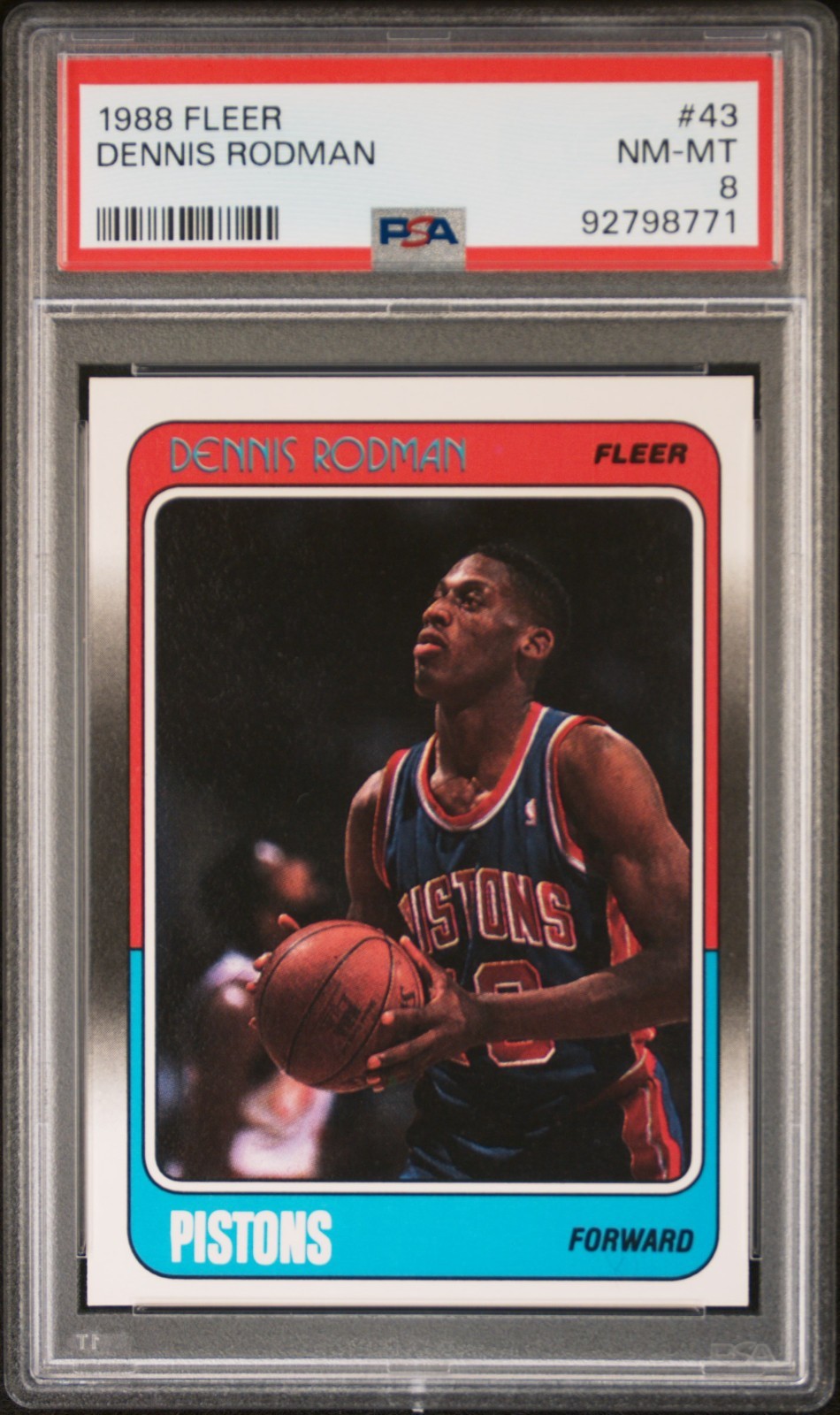 🔥1988-89 FLEER - DENNIS RODMAN (RC) # 43 PSA 8🔥