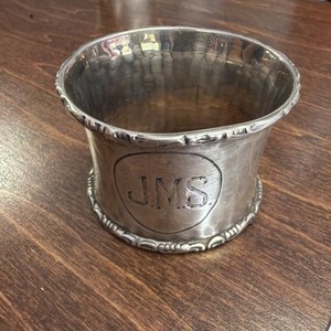 Antique Sterling Silver Napkin Ring, Monogrammed Initials, Marked