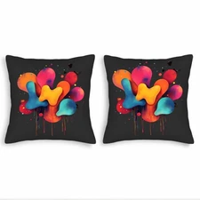 Vibrant Abstract Throw Pillow Covers 18x18in Set of 2 - Colorful Rounded Shapes 