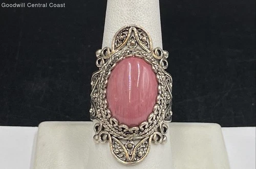 925 Silver Vintage Style Ring W/Rhodolite