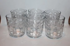 Vintage Libby Urban Dots Clear Glass Whiskey Rocks Thumbprint Drinking 6 Glasses