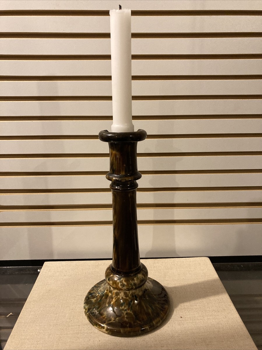 Rockingham Candlestick Bennington VT c1849-1858 9.5” Damaged “RARE
