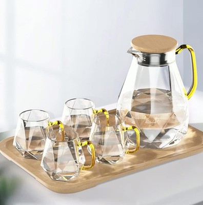 Lightweight 68 oz Glass Pitcher Set with Elegant Design & Eco-Friendly Tray