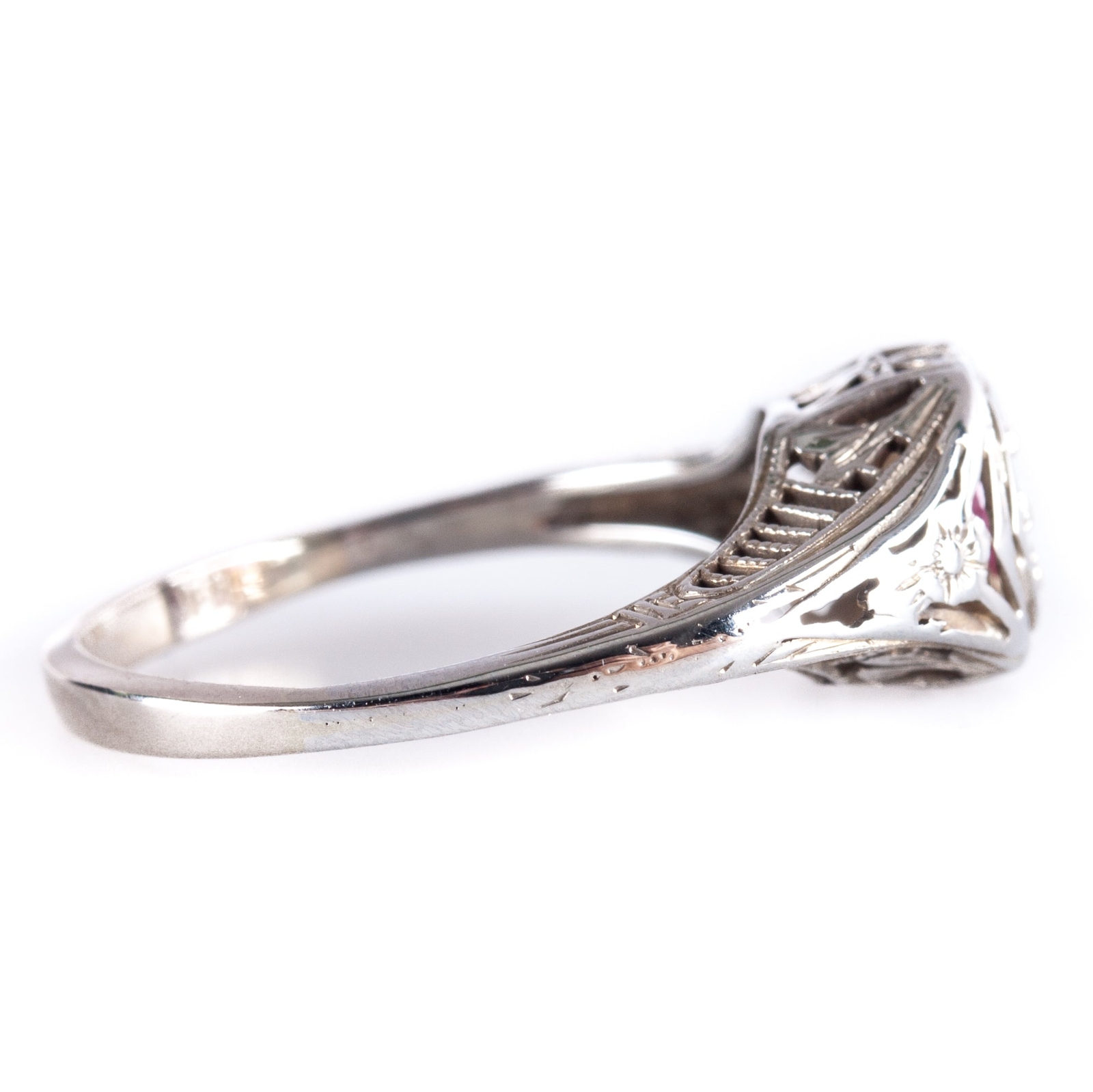 14k White Gold Round AA Ruby Solitaire Filigree S… - image 10