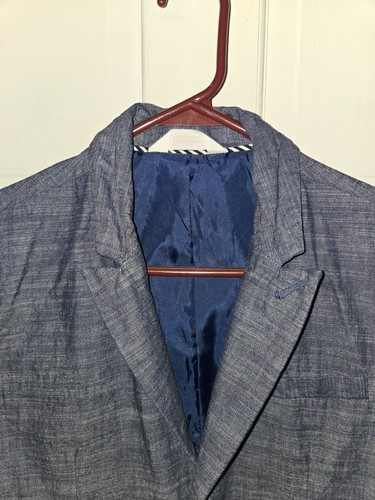 CAT & JACK chambray Blue Cotton Blazer Jacket. Boys 14 - Picture 4 of 7
