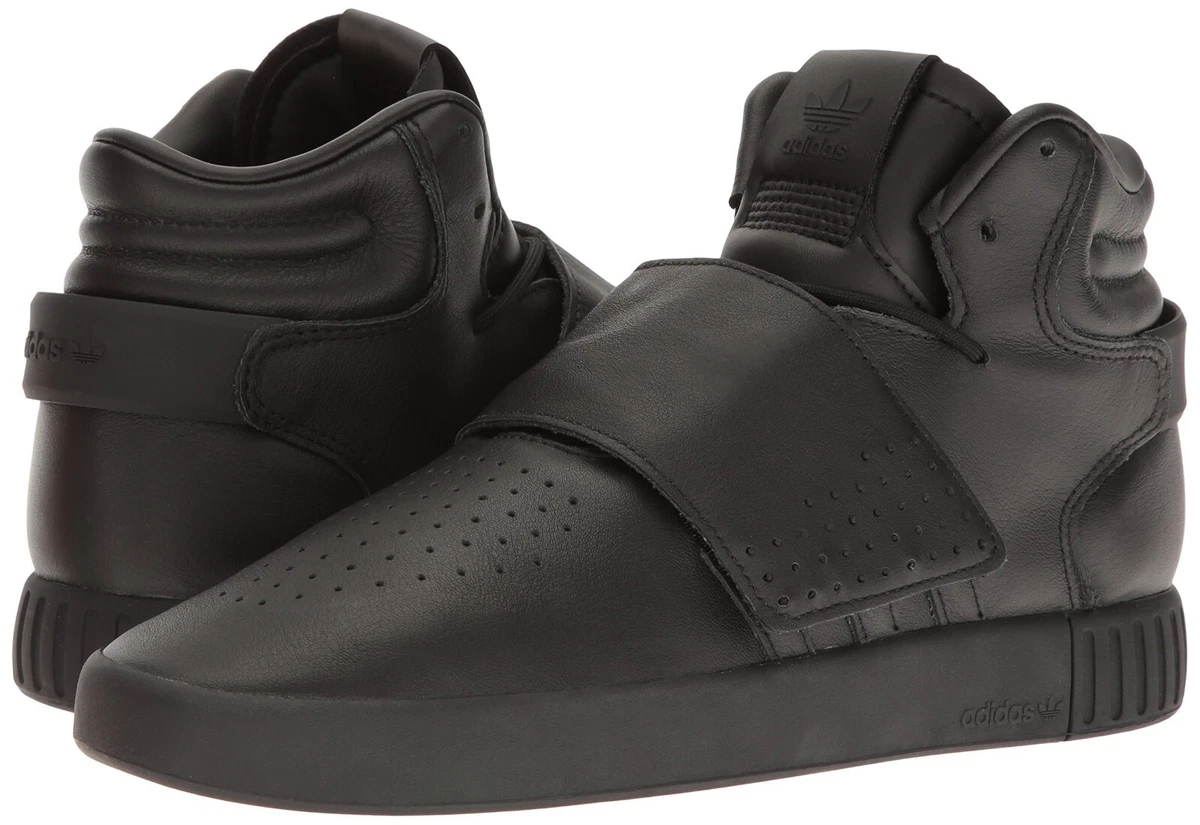 adidas Originals Men Tubular Invader Strap Shoes Black Leather