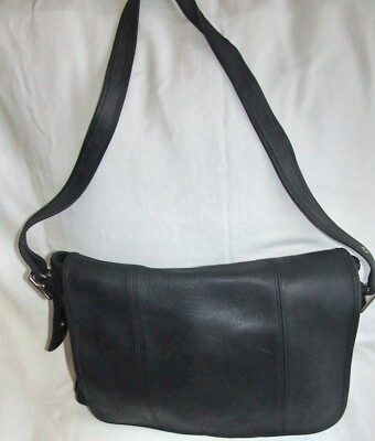Coach Vintage Legacy Black Leather Flap Briefcase Shoulder Bag