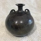 Vtg Signed Gambaro Poggi Murano Glass Black and Gold Vase  *See Condition*