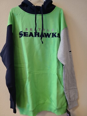 Seattle Seahawks Pullover Fleece Hoodie Navy/Neon Green/Grey