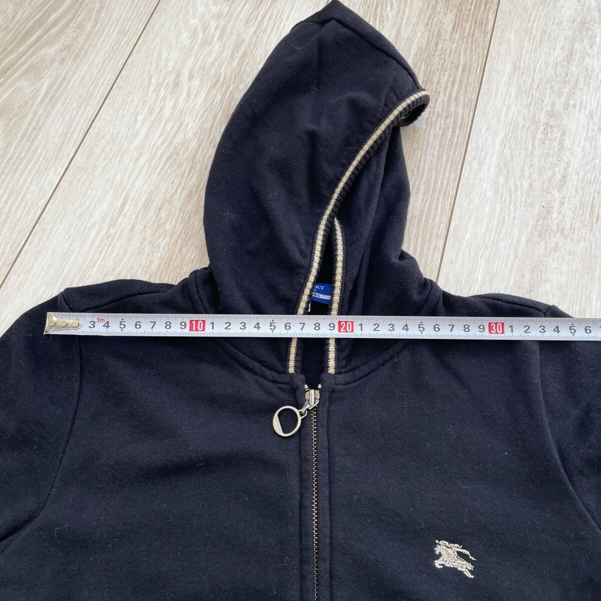 Burberry Blue Label Hoodie Iconic Logo Embroidery Black Burberry Blue Label Hoodie Iconic Logo Embroidery Black