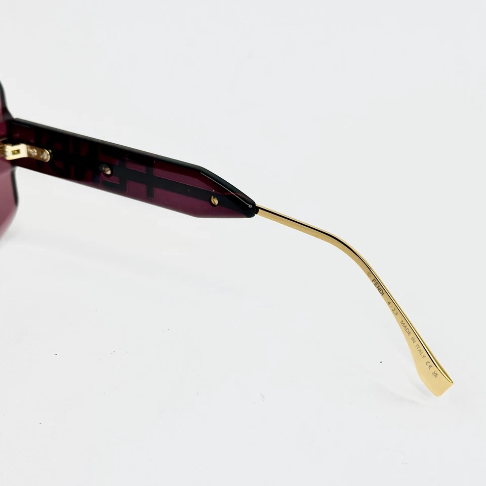 FENDI FENDIGRAPHY HOBO Logo 40065 Purple Gold Fashion Square Sunglasses FE40065I - Imagem 2 de 4