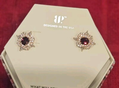 BP JANUARY EARRINGS RBP6834 ''The Mina Earrings'' Garnet &   Cubic Zirconia On...