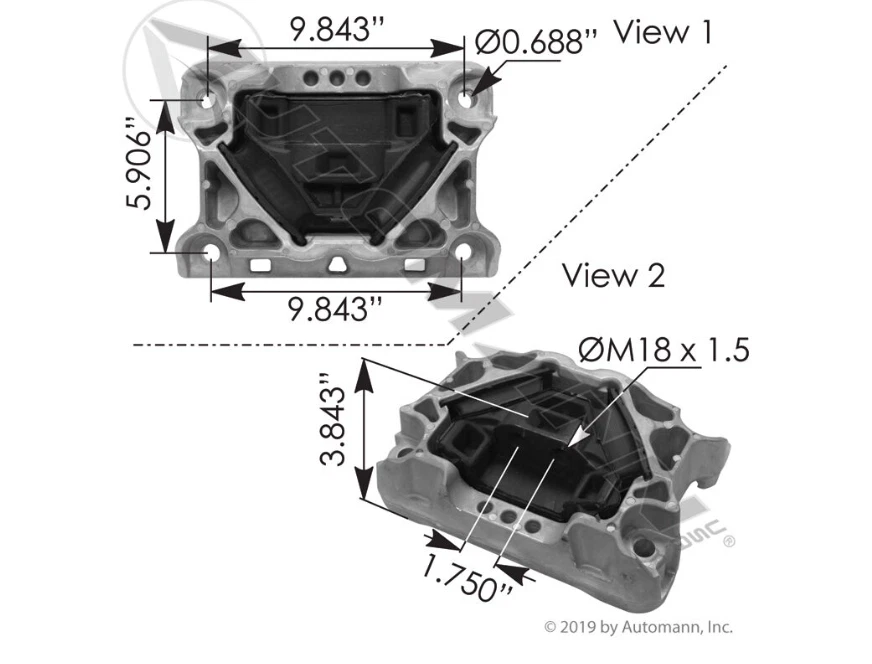 Automann M46856 Rear Motor Mount Freightliner P4 (2018+) / 01  