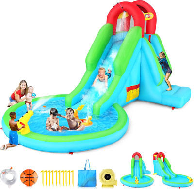 Inflatable Water Slide with Blower, 13X8.3X7.1 FT Blow up Water Slide for Kids, 