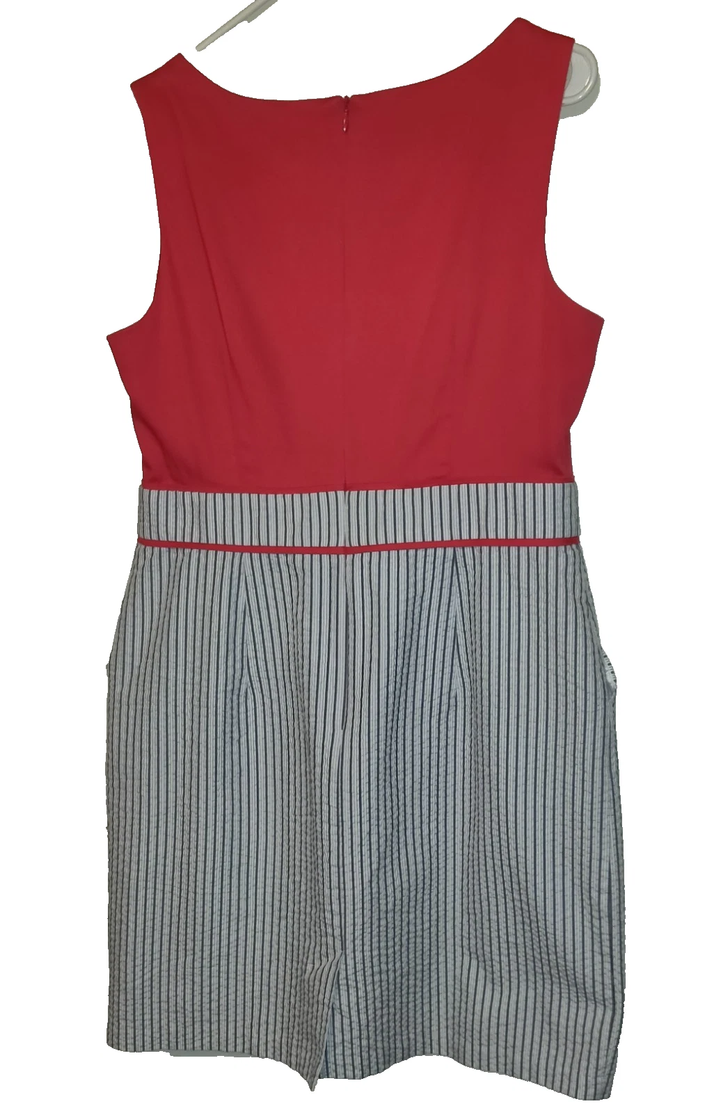 Abito Alyx Seersucker Tg 14 Rosso Grigio Tasche Nautiche Nautica Foderato Senza Maniche