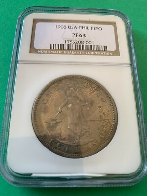 US PHILIPPINES ONE PESO PROOF 1908 NGC PF 63 | eBay