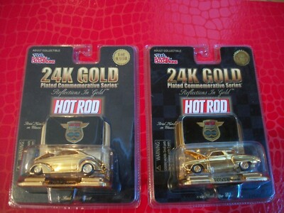 Racing Champions Hot Rod 24K Gold Plated Commemorative Series Cars Lot of  NIB