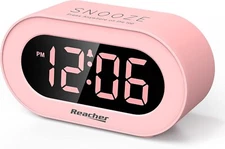 " Digital Alarm Clock, LED Desk Pink Clock with Nightlight, Snooze, Tem "